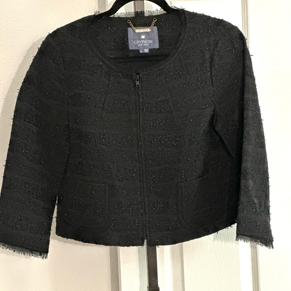 Gryphon Black zip up blazer with pockets Size Large NWOT